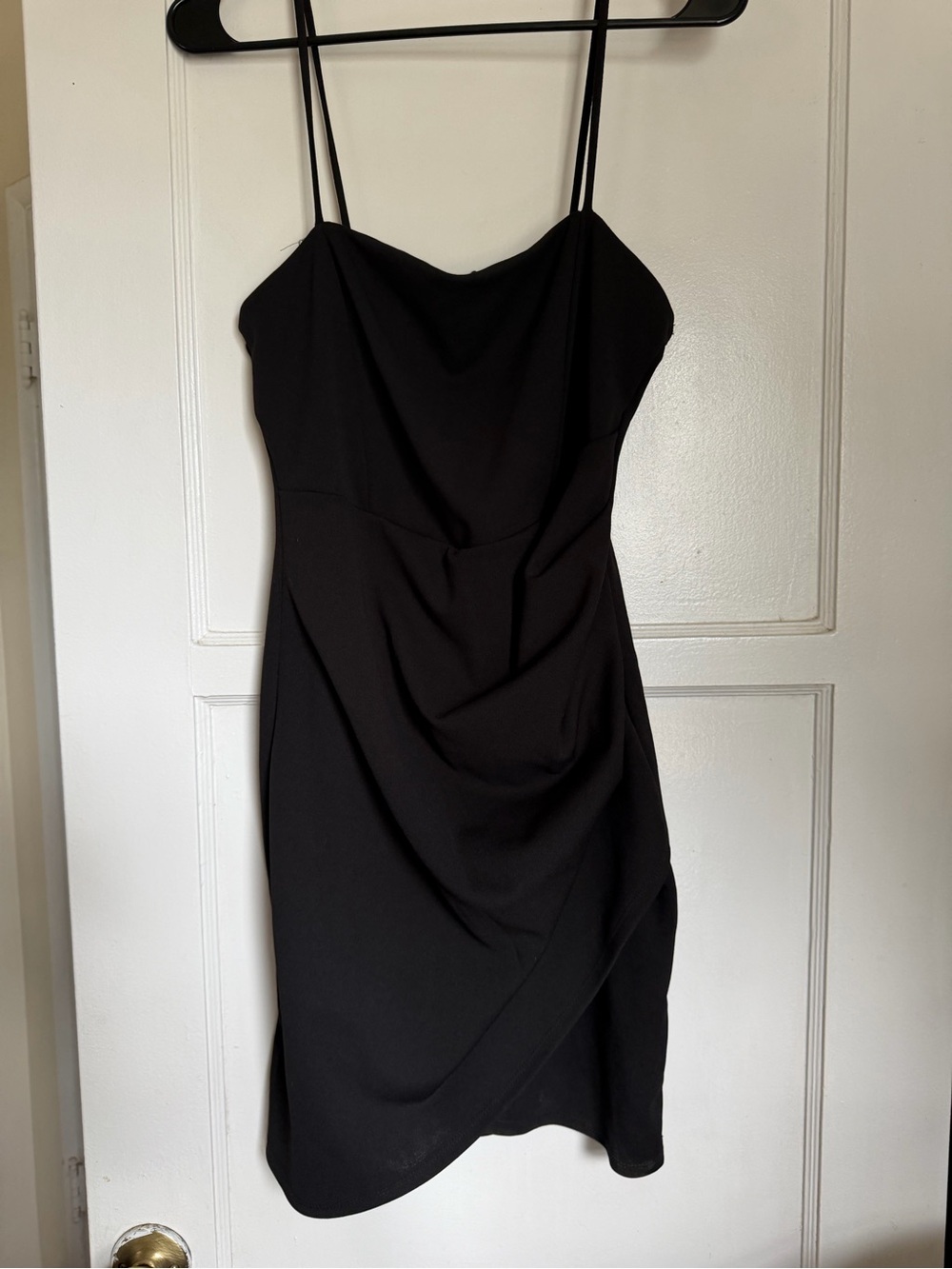 Windsor Black Spaghetti-Strap Draped Mini Dress